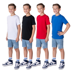 Kit 4 Camisetas Masculino Infantil 100% Algodão Lisa